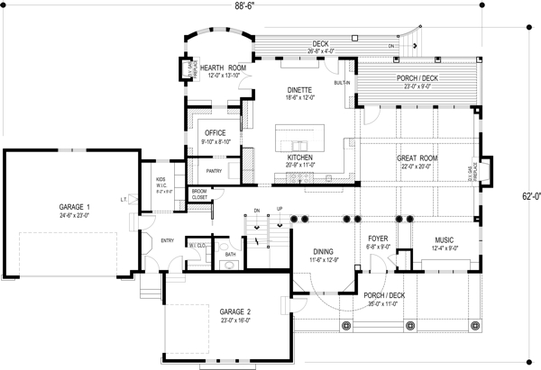 Main Level Floor Plan image of Olmstead House Plan